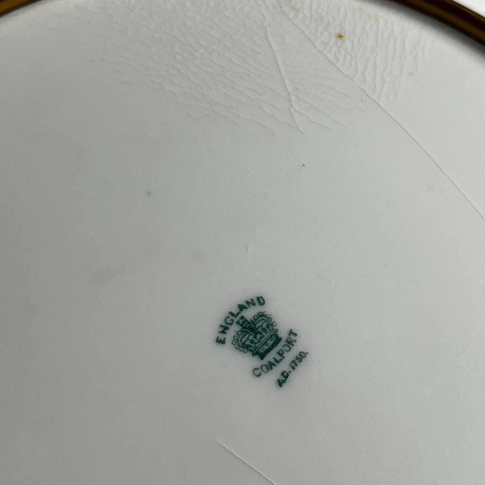 Antique Coalport Hand Painted Landscape Gold Encrusted Porcelain Cabinet Plate